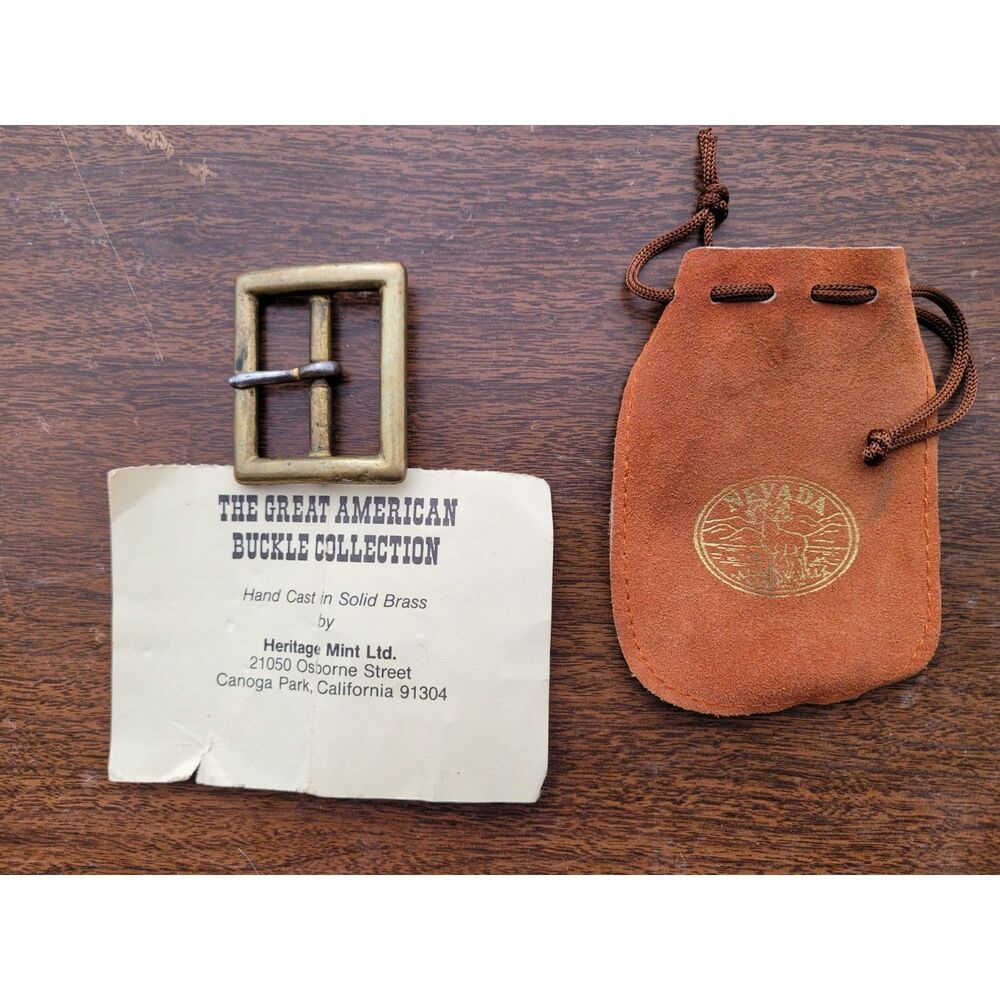 xVintage 1970s Heritage Mint Ltd Nevada Belt Buckle Solid Brass Heritage Series